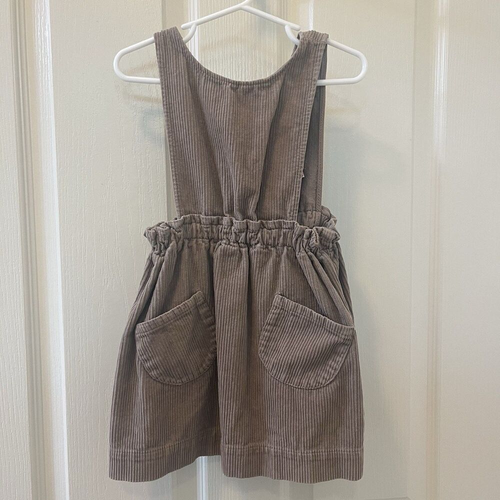 Zara Baby Corduroy Pinafore Dress Pockets Taupe Brown Girls Size 4-5 years